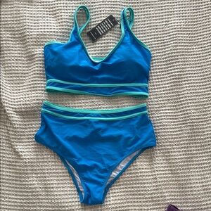 Blue and Green Women's Bikini Set